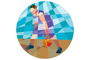 Basketball Player Dribbling Ball Cir