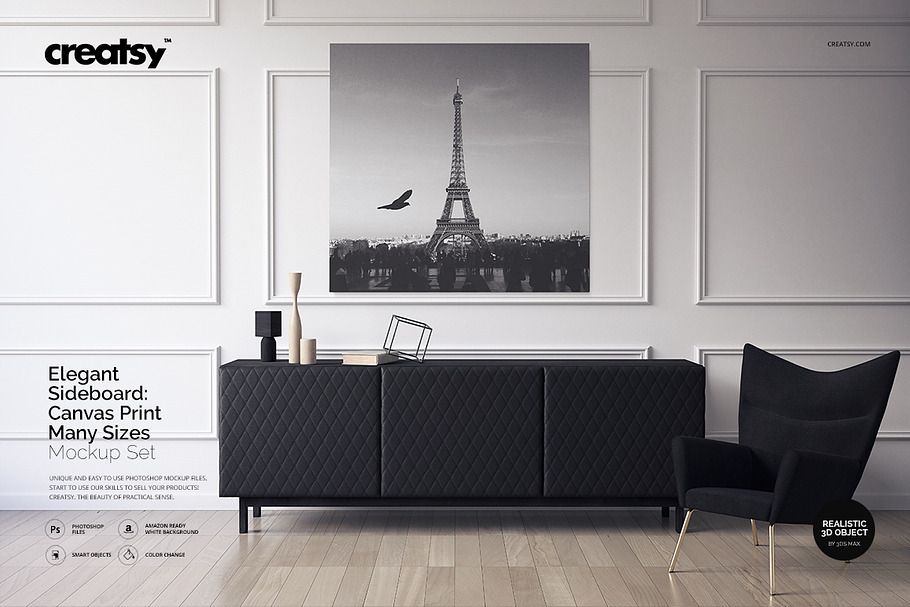 Sideboard Canvas Print Mockup in Print Mockups - product preview 8