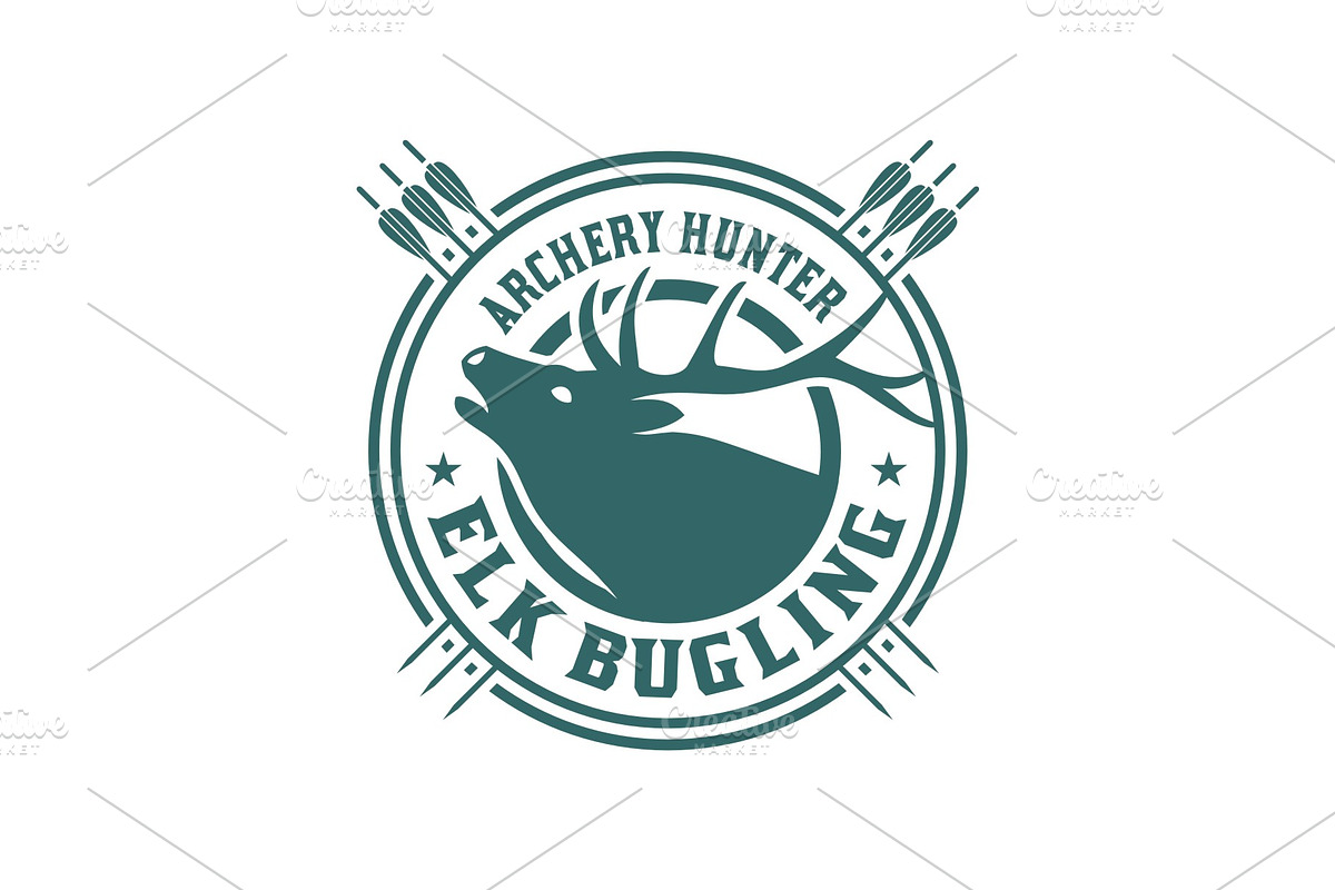 Elk Bugling Archery Hunter in Logo Templates - product preview 8