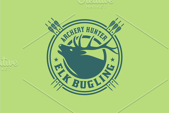 Elk Bugling Archery Hunter in Logo Templates - product preview 1