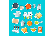 Vector utensils flat icons stickers