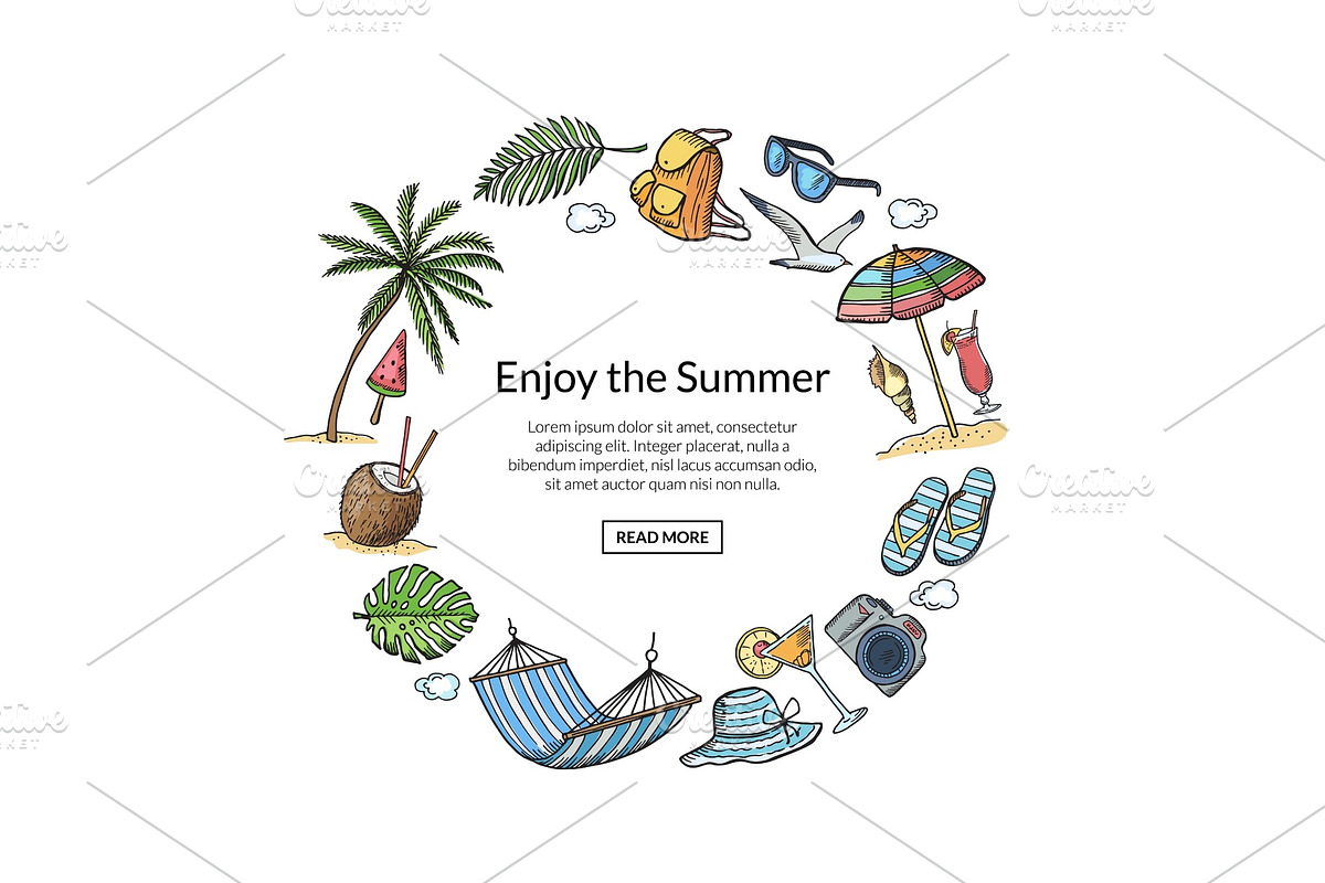 Vector hand drawn summer travel in Graphics - product preview 8