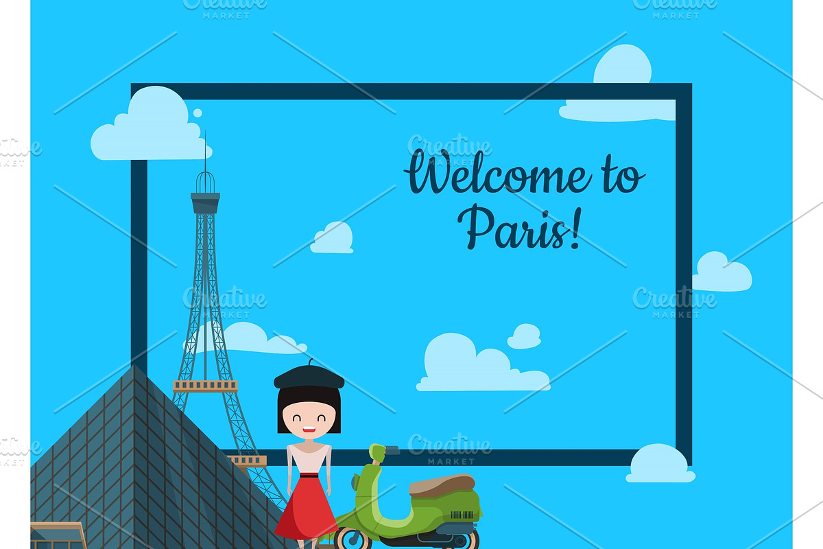 Paris background. Vector cartoon in Graphics - product preview 8