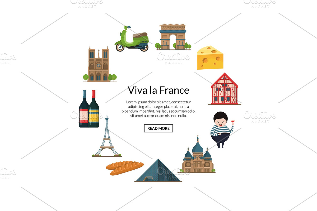 Paris elements. Vector cartoon in Graphics - product preview 8