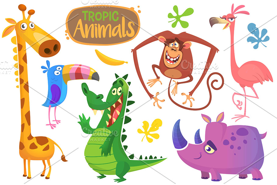 Cartoon african animals. Vector set