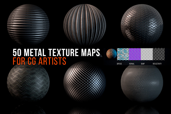 50 Metal Texture Maps for CG Artists