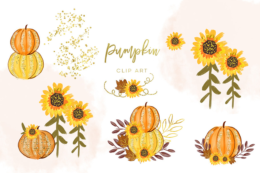 Pumpkin orange watercolor in Illustrations - product preview 8