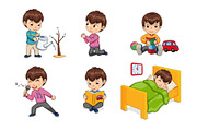 Boy Lifestyle and Leisure Set Vector