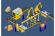 Workers on Factory of Boxes Vector