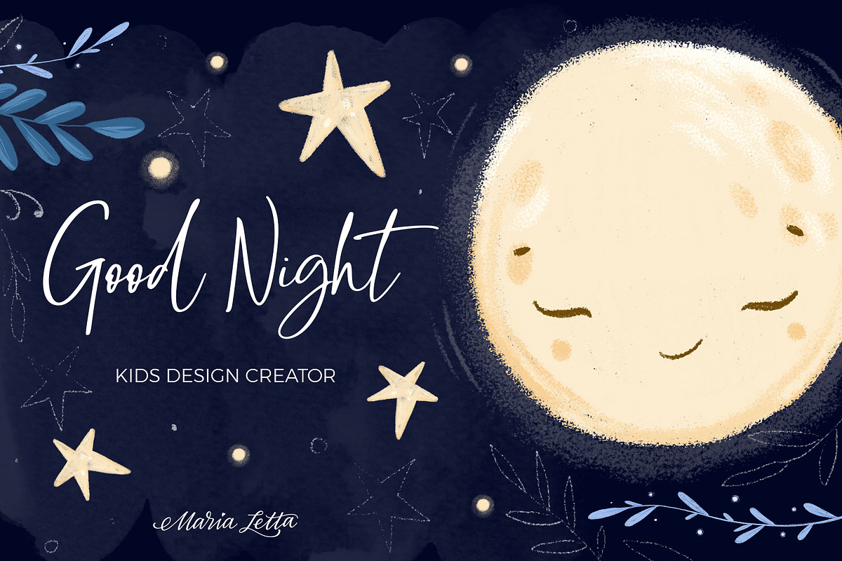 ★ Good night ★ kids design creator in Illustrations - product preview 8