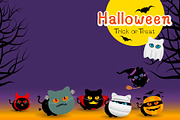 Halloween cats costume banner design