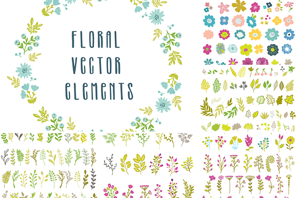 Floral illustrations, vector objects