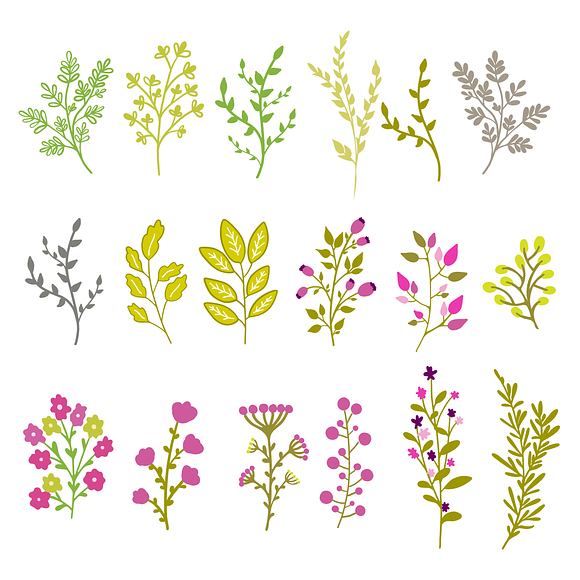 Floral illustrations, vector objects in Objects - product preview 3