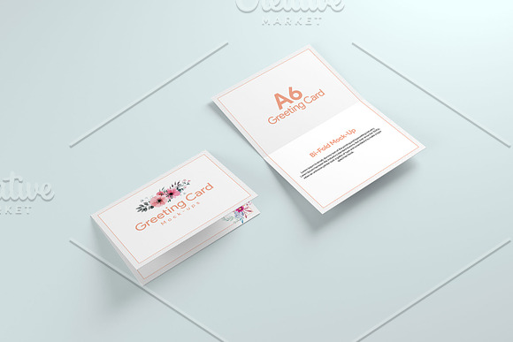 A6 Greeting Card X2 Mockup in Print Mockups - product preview 3