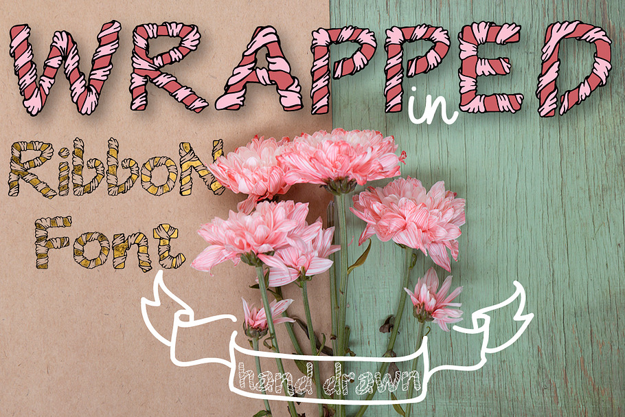 Wrapped in ribbon sketch font in Script Fonts - product preview 8