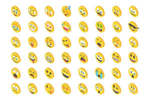 80 Cute Emoji Isometric Icons