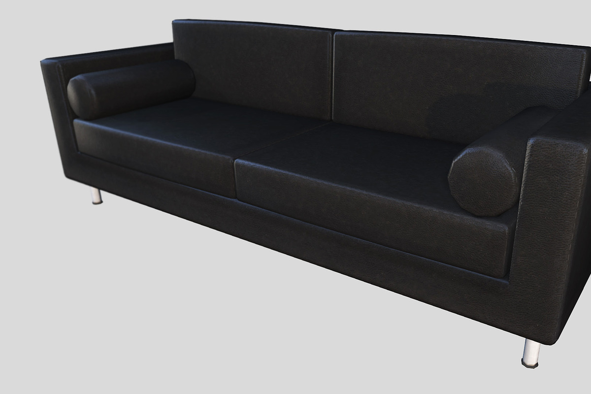 Black Leather Couch in Furniture - product preview 8