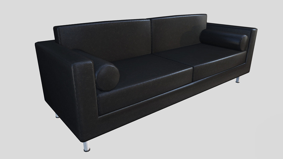 Black Leather Couch in Furniture - product preview 2