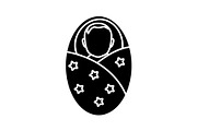 Swaddled baby glyph icon