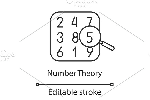 Number theory linear icon