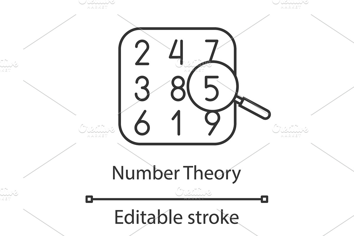 Number theory linear icon in Icons - product preview 8