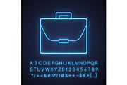 Briefcase neon light icon