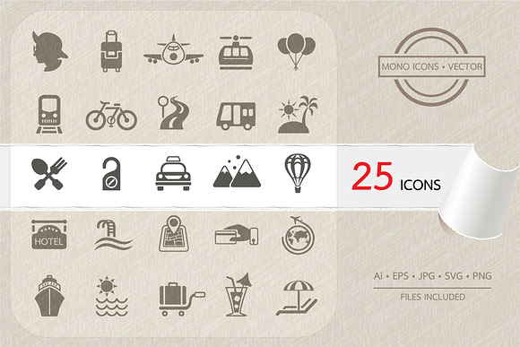 Travel and Transportation icon set in Icons - product preview 1