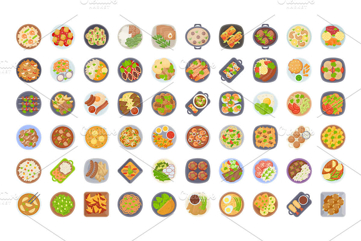 60 Food Dishes Flat Icons in Icons - product preview 8