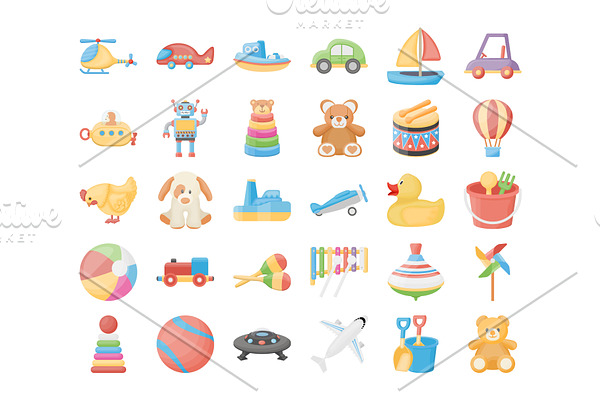 60 Toys Vector Icons