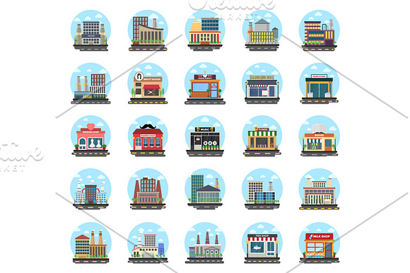 50 Store and Buildings Flat Icons in Icons - product preview 1