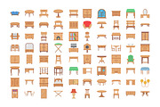 80 Wooden Furniture Vector Icons 