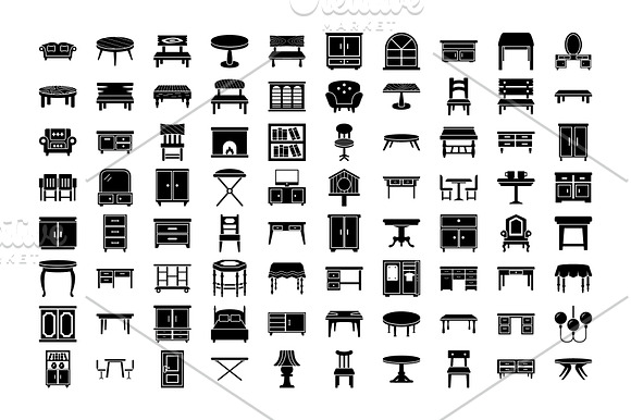  80 Wooden Furniture Vector Icons  in Icons - product preview 1
