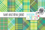 Teal and Lime Green Plaid Patterns
