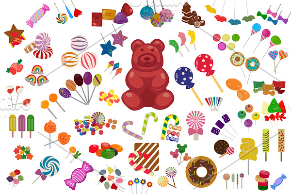 60 Sweet Candy Flat Icons