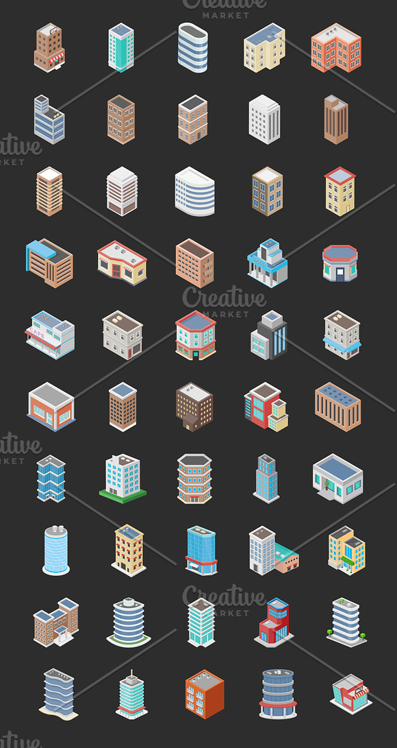 50 Isometric Building Icons  in Icons - product preview 1
