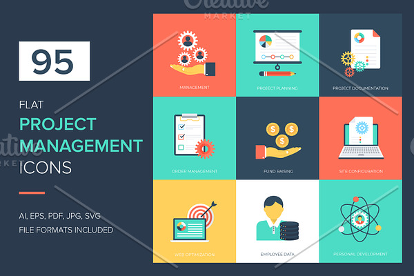 95 Project Management Vector Icons 