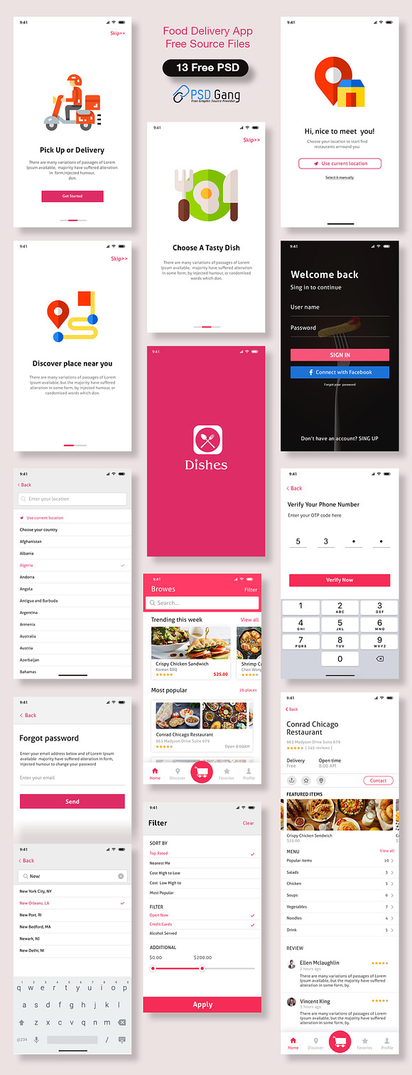Food delivery near me Mobile UI PSD in Product Mockups - product preview 1