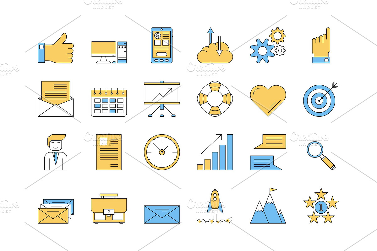 Linear COLOR icon set 1 - BUSINESS in Illustrations - product preview 8