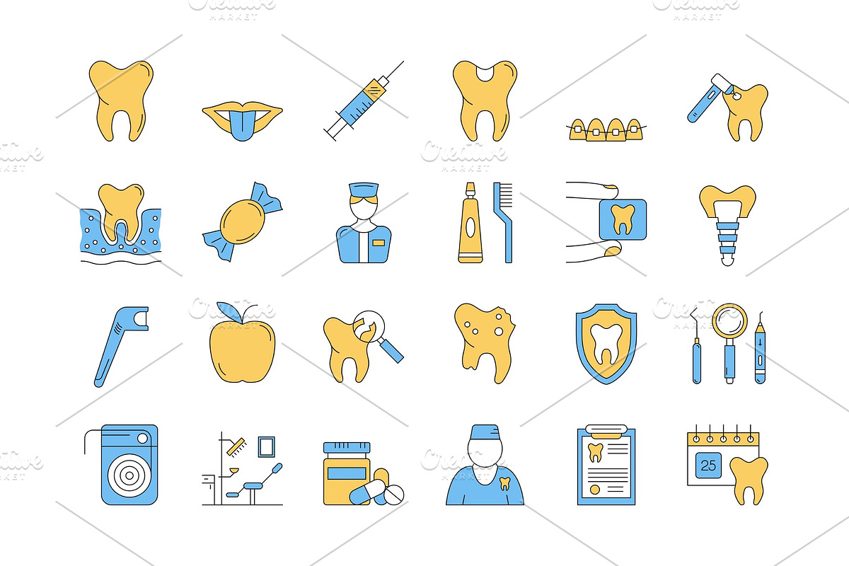 Linear COLOR icon set 7 - DENTAL in Objects - product preview 8