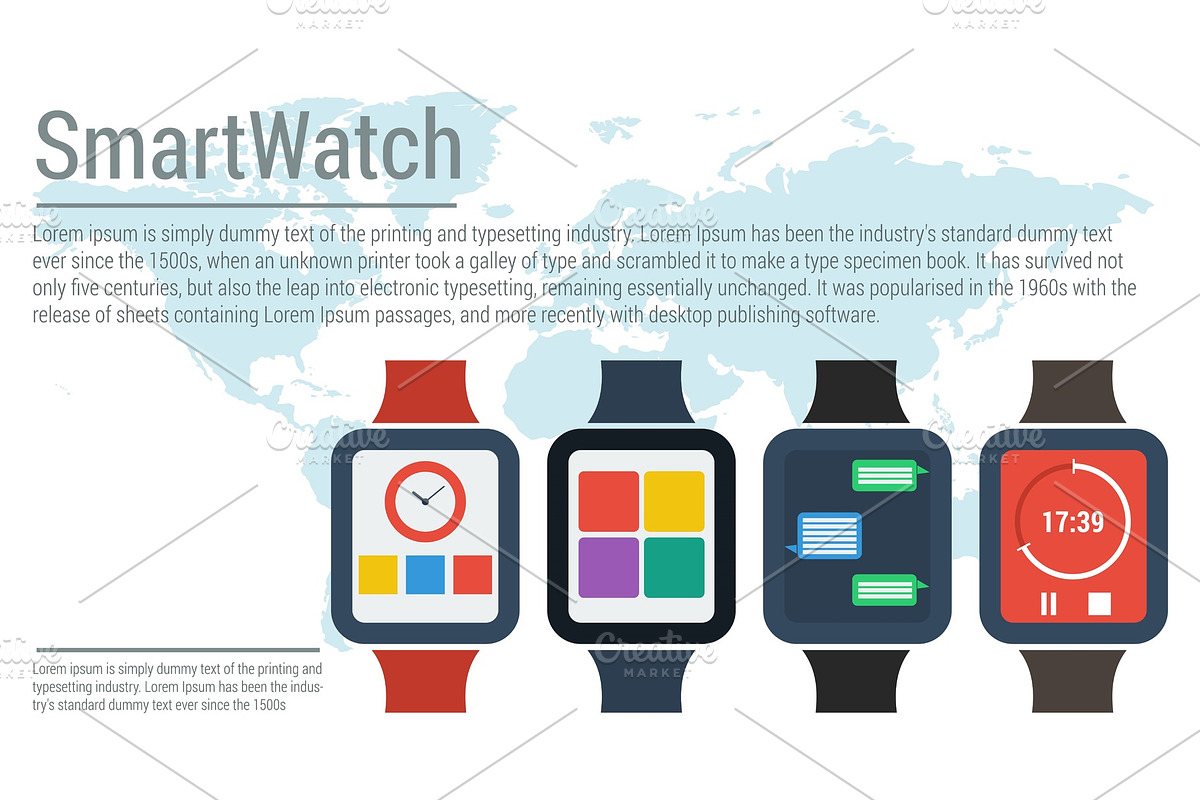 Banner flat smart watches in Illustrations - product preview 8