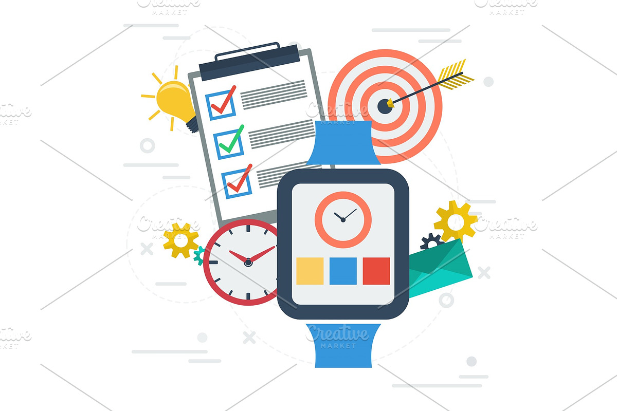 Time management with smart watch in Illustrations - product preview 8