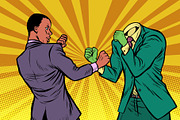 African man fights with the green