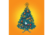 pop art Christmas tree with