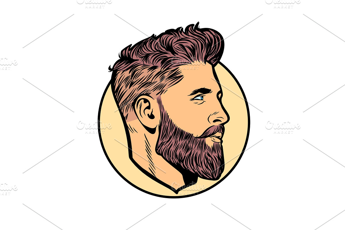 pop art men hipster face profile in Illustrations - product preview 8