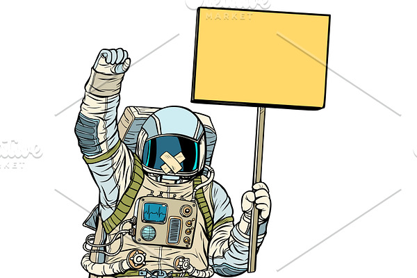 Astronaut with gag protesting