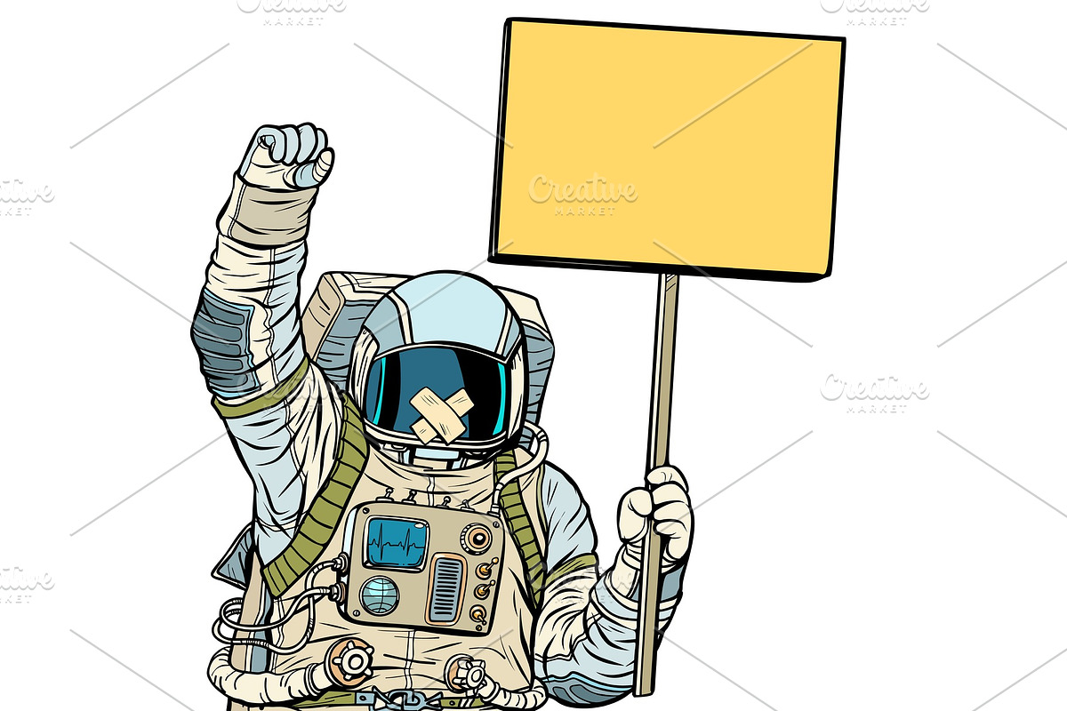 Astronaut with gag protesting in Illustrations - product preview 8