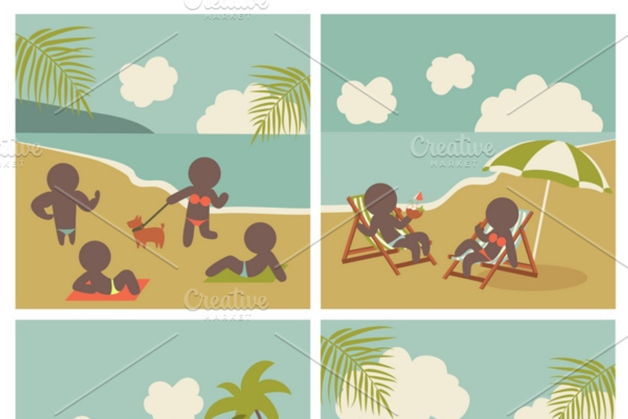 Set icon vacation people on the sea in Graphics - product preview 8