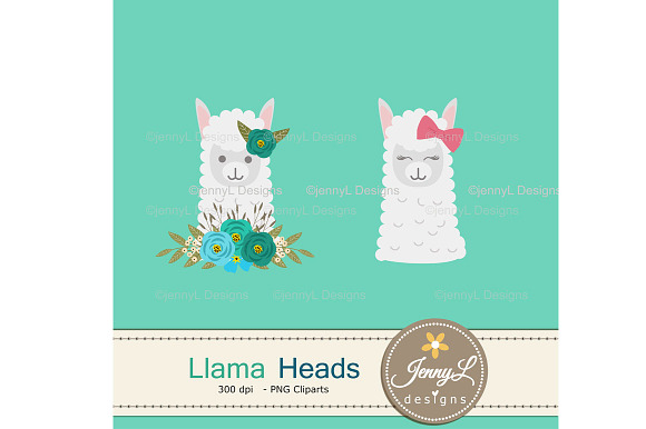 Llama Alpaca Faces Head Clipart in Patterns - product preview 2