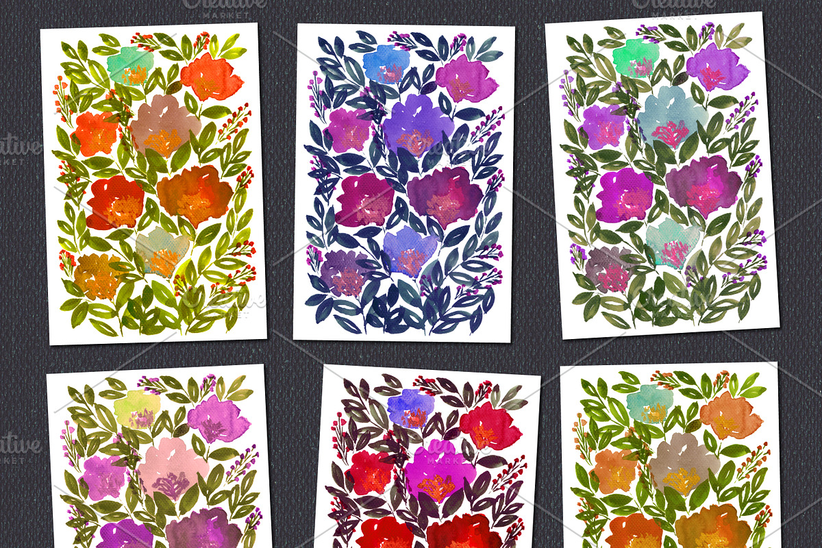 Hand painted flowers in Graphics - product preview 8