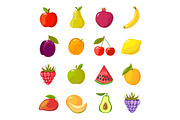 fruits cartoon set. fresh healthy